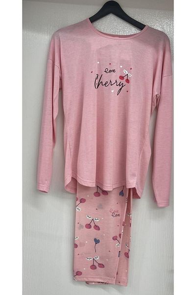 Pijamoni New Pink Comfortable Cherry Pjs Set