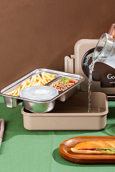 Porsima Stainless Steel 3 Compartment Vacuum Food Thermos Lunch Box Portable Lunch Box Lunch Box