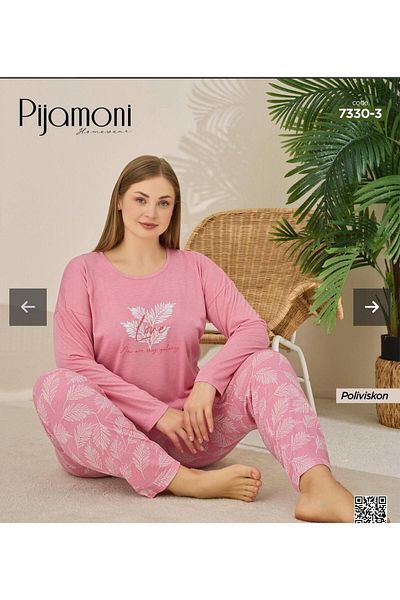 Pijamoni Comfortable to Use Pink Gish Cut Pjs Set