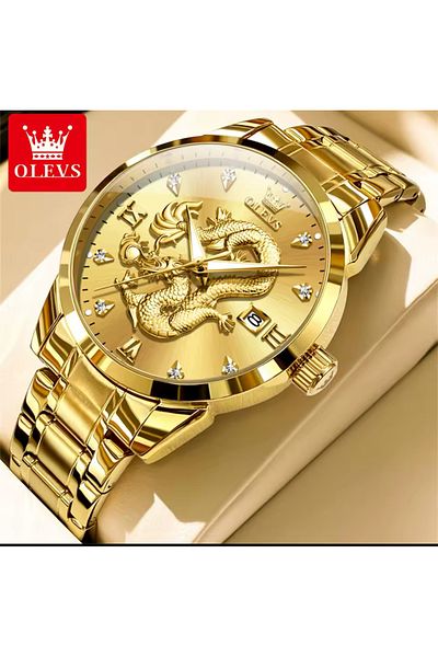 OLEVS Steel Men's Watch New Season Dragon Snake Detail Watch Qurtz
