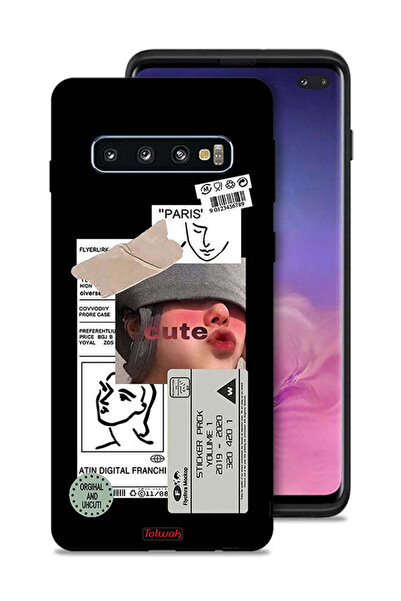 Tolwak غطاء حماية لهاتف سامسونج جالاكسي S10 بلس بملصق لطيف