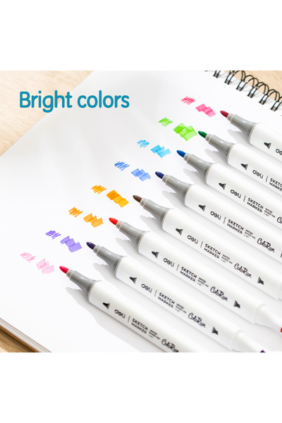 Deli EC187-60 Sketch Marker Set Dual Tips, ASST. Colors – ideal for coloring & design