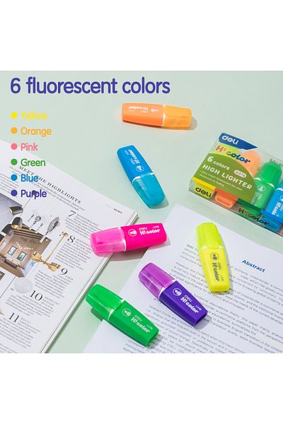 Deli EU376 Hi!Color Highlighters 1–5mm Tip, 6 Colors – ideal for school and office use