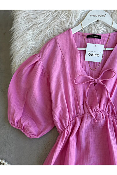 modabetce Γυναικείο φόρεμα με δέσιμο μουσελίνας