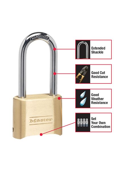 Master Lock Resettable Combination Brass Padlock Gold and Silver