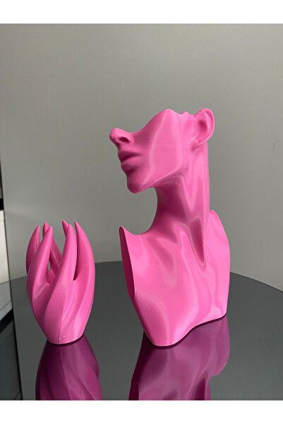 Goplast Premium Pink Color Decorative Jewelry Manikin & Hand Set of 2 Jewelry Display Stand 23 cm Jewelry Organizer for Earrings Necklace