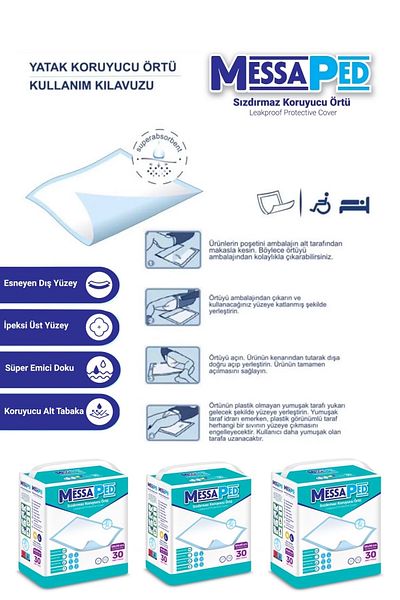 Messaped Bed Protective Cover 60X90 cm 30 Pcs Pee Pads Cat-Dog-Baby-Adult Patient Diaper-Night Day