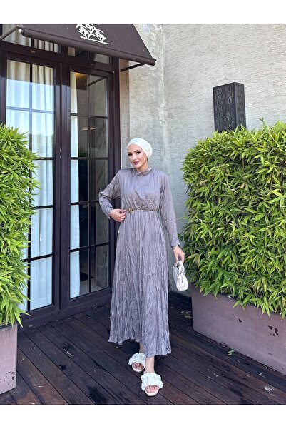 Melike Tatar فستان حرير ساتان كراش 32-3561