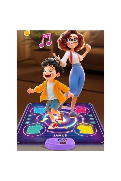 bzstore Interactive Toy, Flippy, Musical Dance Mat, 4-6 Years, Bluetooth, 4 Modes, 90 x 90 cm, Purple