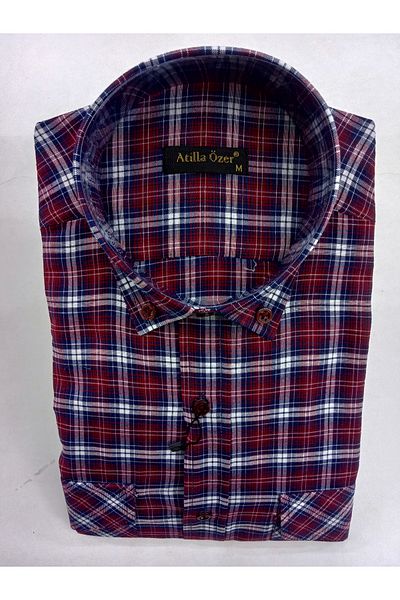ATİLLA ÖZER Cotton Long Sleeve Double Pocket Pockets Covered Button Shirt