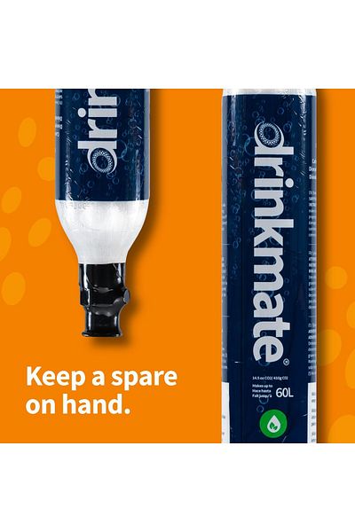Drinkmate 60 Litre Spare Gas Co2 Cylinders, Compatible With Sodastream- 2 Pack - Filled