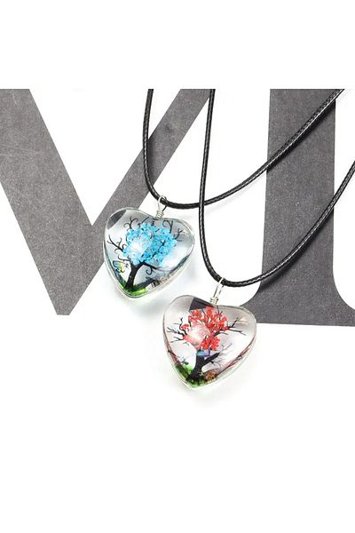 Wolawood Handmade Epoxy Necklace – Natural Floral, Transparent Resin Design, Women's Gift Elegant Jewelry Accessory