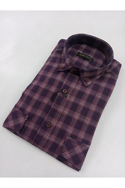 ATİLLA ÖZER Cotton Long Sleeve Double Pocket Pockets Covered Button Shirt