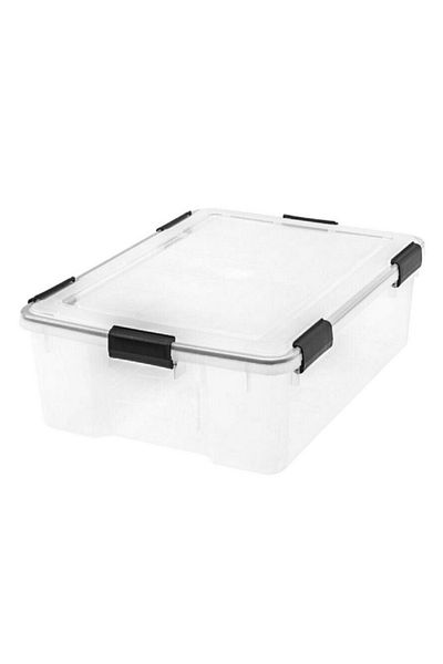 IRIS Storage Box Clear and Black 30.6 Quart