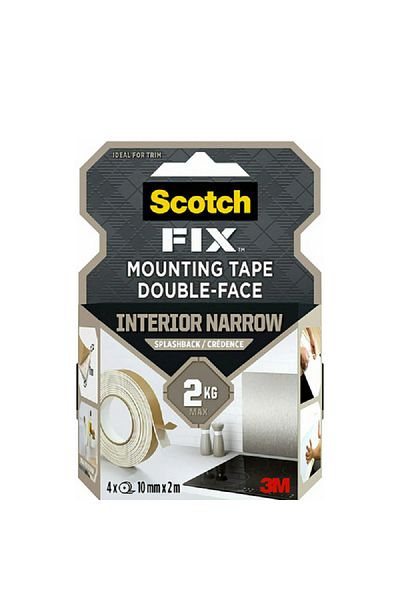 Scotch Brite 4-Piece Interior Narrow Splashback Double-Face Mounting Tape Beige 10mm x 2m