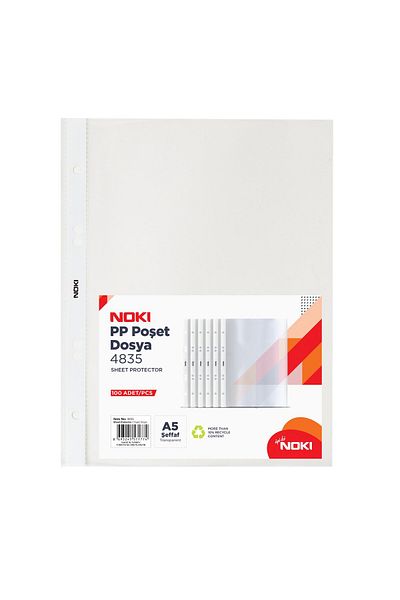 Noki Set of 100 A5 protective films with top opening, 40 microns, Noki, orange peel surface