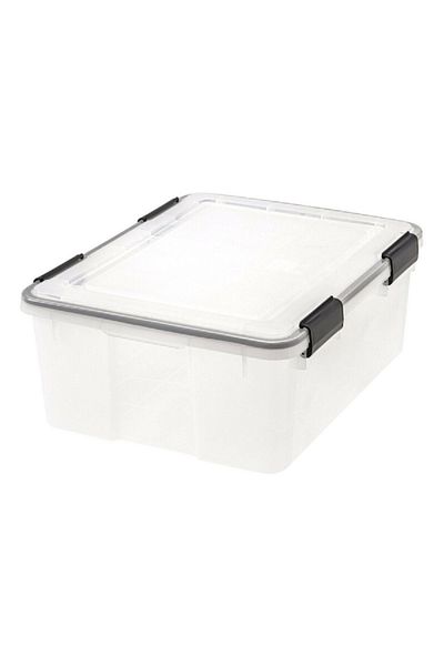 IRIS Storage Box Clear and Black 30.6 Quart