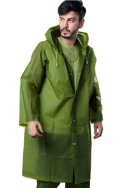 Kezban Tekstil Khaki Green Adult Snap Fastener Unisex Eva Fabric Water Windproof Raincoat