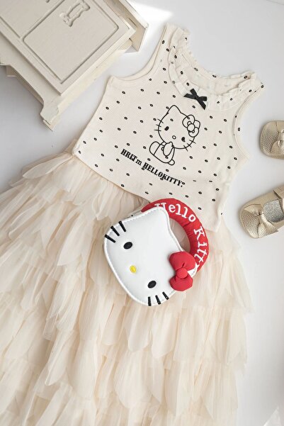 chipiques Dilimli Krem Tülden Romantik Uzun Tütü Çocuk Etek