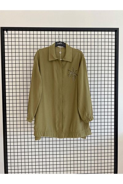 Armine Shirt Collar Flower Stone Patterned Tunic 25Dsb466 Modaayka