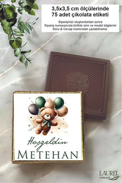 laurelconcept Erkek Bebek Çikolata Etiketi 75 Adet Laurel