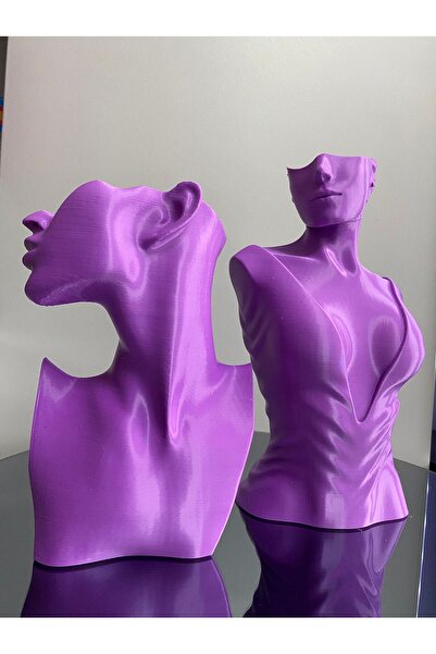 Goplast Premium Manechin de bijuterii decorative de culoare violet Set de 2 suport de afișare pentru bijuterii 30 și 23 cm Organizator de bijuterii pentru cercei colier