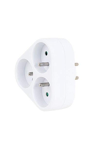 OEM Triple triangular socket adapter, 3680W, 16A, with grounding, dimensions 87 x 87 x 75 mm, white