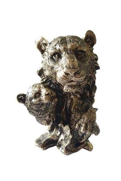 BV Decorative statuette, Lion with cub, Silver, 14 cm, XQ4006