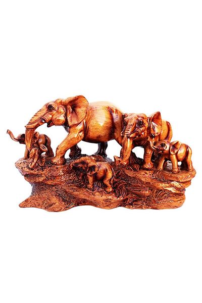 BV Decorative statuette, Elephant family on the rock, Brown, 34 cm, 1917G