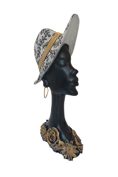 BV Decorative statuette, African Woman with Hat, White, 28 cm, 1173HG-1
