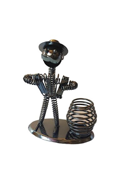 BV Ornament decorativ, Muzician din metal cu suport pentru pix, Nergu, 18 cm,...