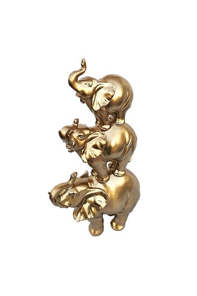 BV Decorative statuette Overlapping Elephants, Gold, 38 cm, 209H