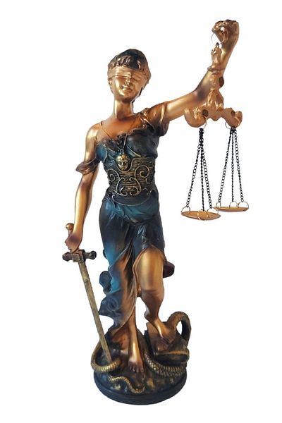 BV Statuetă decorativă, Zeița Justiției Themis, Albastră, 32 cm, DX1100