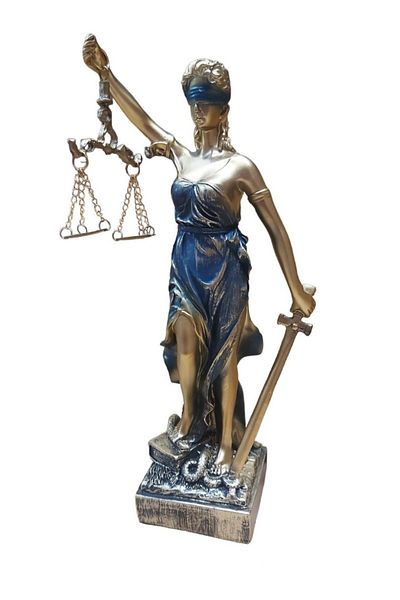 BV Statuetă decorativă, Zeița Justiției Themis, Albastră, 30 cm, GX1002