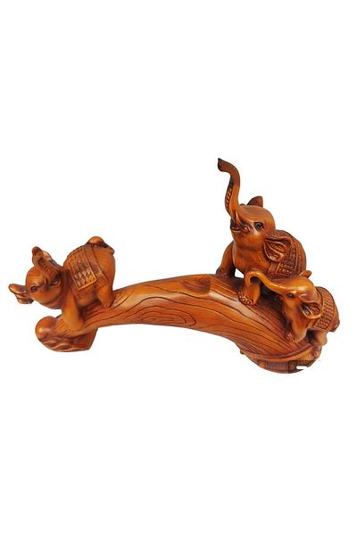 BV Decorative statuette, Elephant Family, Brown, 35 cm, L3248X