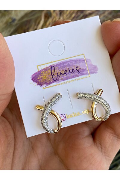 Lucios Rose Gold Earrings with Golden Craftsmanship Ribbon