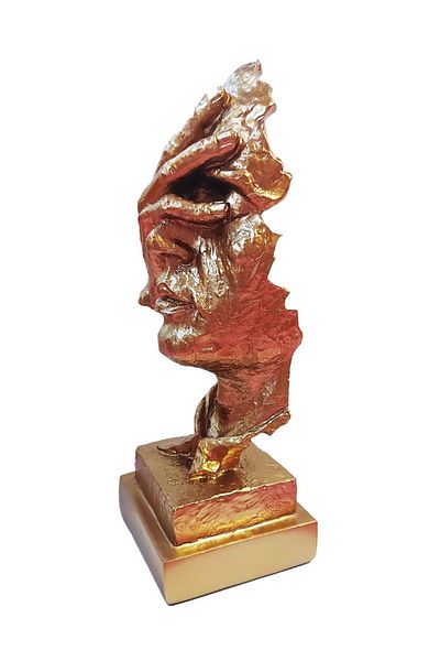 BV Decorative mask statuette, I can't see, Gold, 33 cm, HC3021X