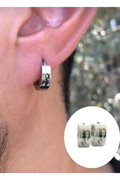 TakıConcept Gümüş Renk 316l Paslanmaz Çelik Kemal Atatürk Imzalı Küpe 1 ÇİFT