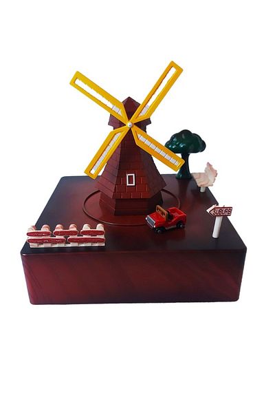 BV Music box, with key, Circuit around the Windmill with key, Brown, 15 cm, YL2023