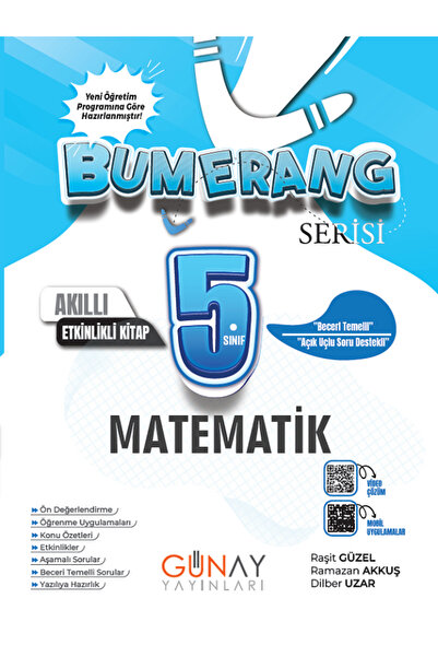 Evrensel İletişim Yayınları 5.Sınıf Günay Bumerang Matematik + Türkçe Akıllı Defter Kitap / Açık Uçlu Sorular / 2 KİTAP