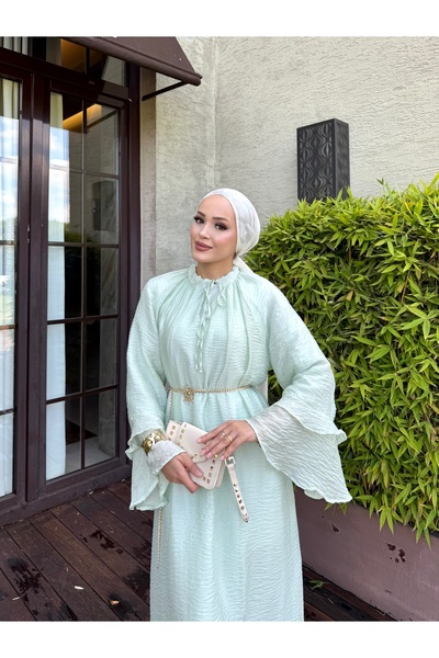 Melike Tatar Tulle Chain Belt Dress 32-3569