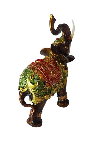 BV Decorative Statuette, Elephant with trunk up, Brown, 14 cm, GA24409