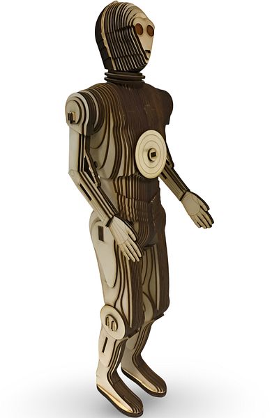 ALGWOOD Wooden C-3Po Robot Model - 3D Puzzle Mdf Kit - Wooden Star Wars Character Model