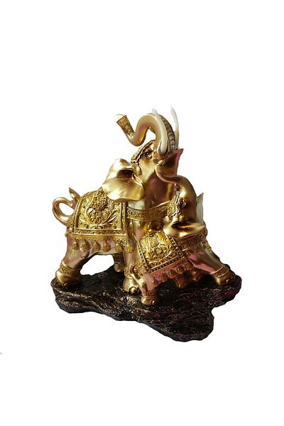 BV Elephant statuette mother and baby on rock, 25 cm, 33295JX