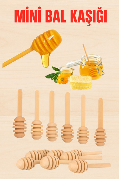 UYT LİFE Ahşap El Yapımı Doğal Mini Bal Kaşığı Seti 6'lı 8cm Ahşap Daldız