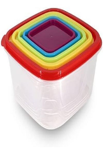 RAHALIFE HOME SOLUTION RAHALIFE Stackable Storage Box with 5 Adjustable Compartments – 1.4L – Plastic Organizer for Home