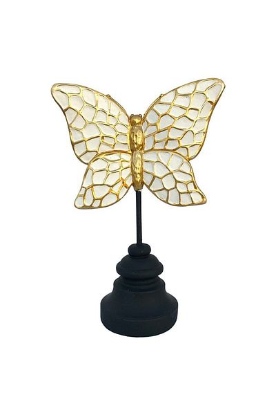 BV Decorative statuette, Butterfly on pedestal, White, 22 cm, 219H1