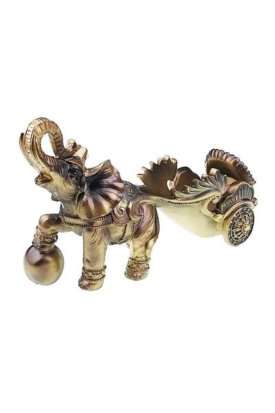 BV Decorative statuette Elephant with carriage, Brown, 38 cm, 1154H