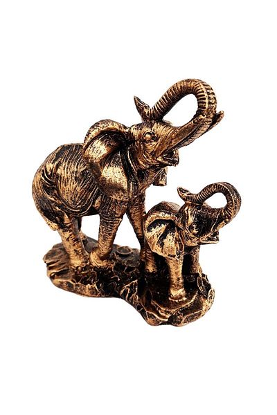 BV Decorative statuette, Elephant with cub, Gold, 12 cm, 1952G