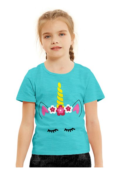 LAUREN SMITH Kids Girls Short Sleeved Tee with Cute Print 100 percent Cotton